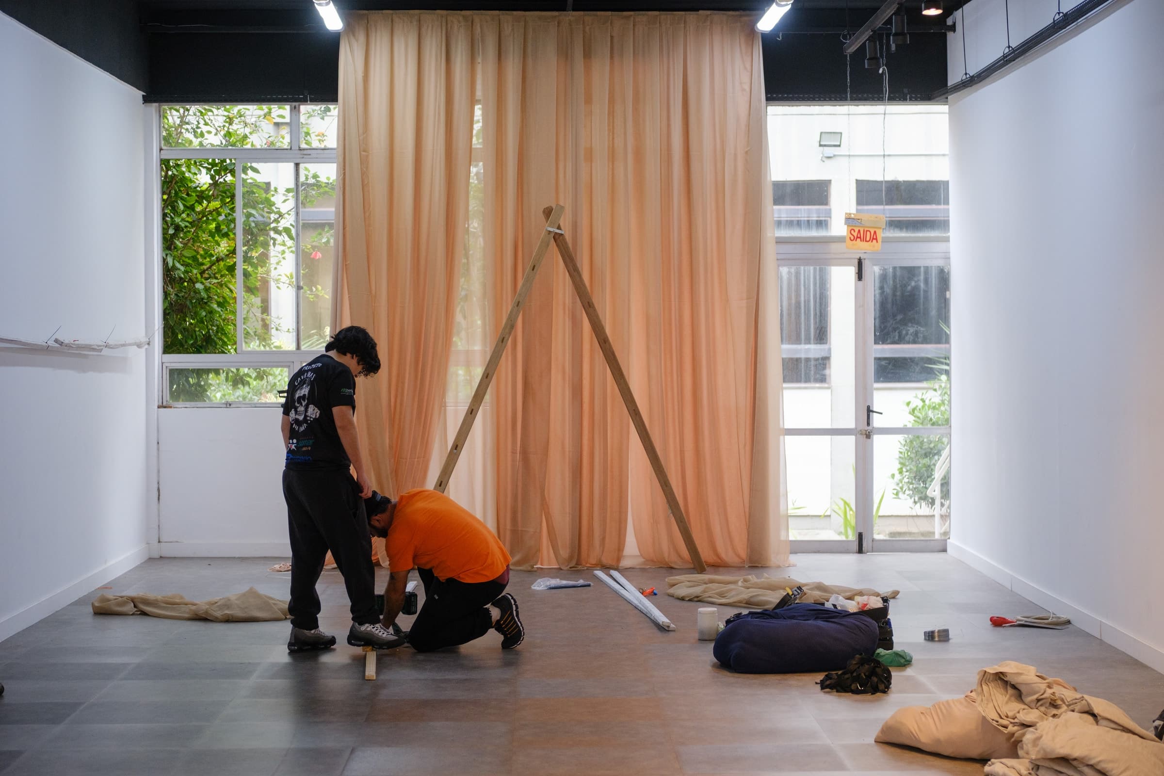 Preparing the exhibition space