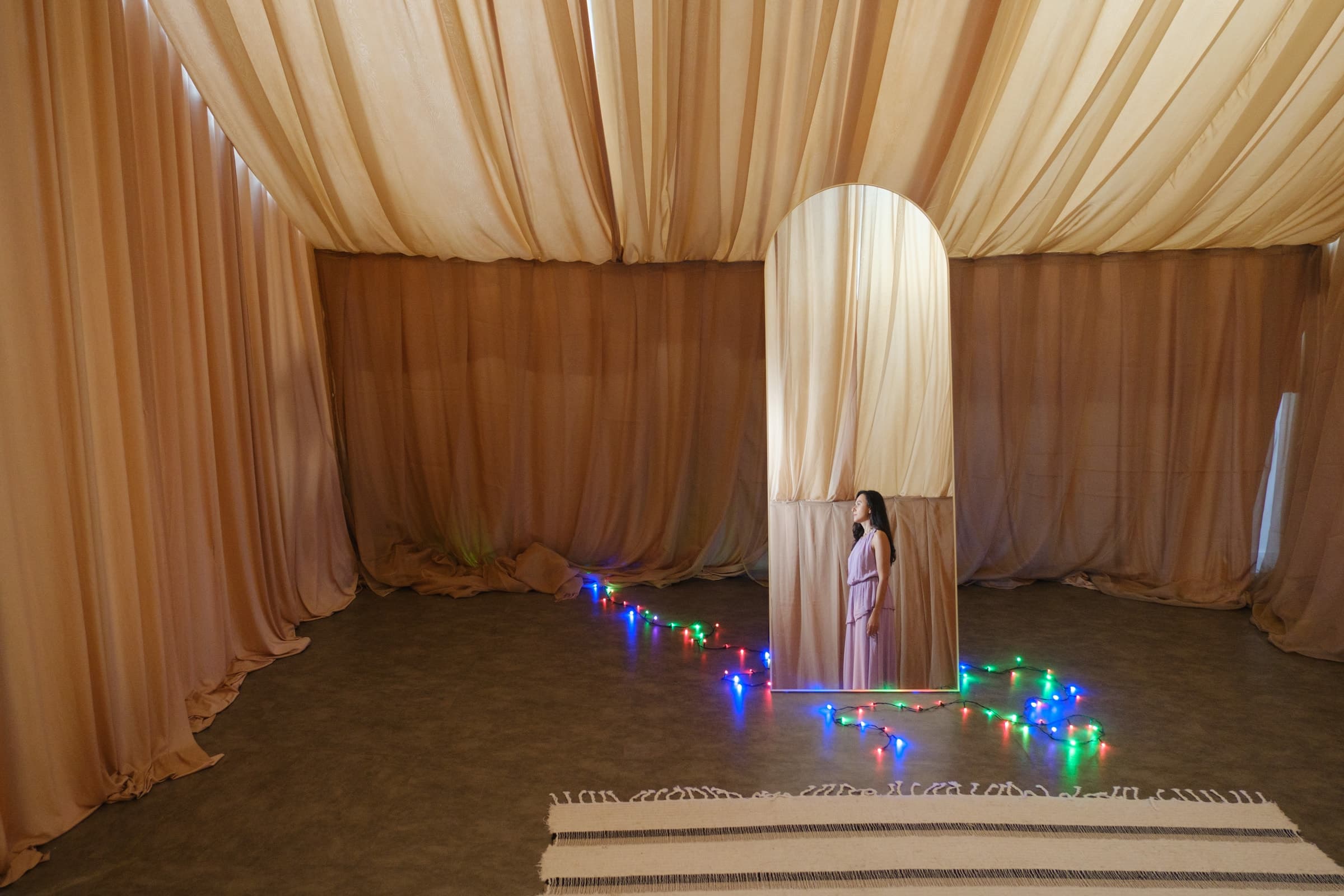 The artist reflected in the installation’s mirror